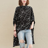 Women Striped Loose Slimming Bat Sleeve Shirt